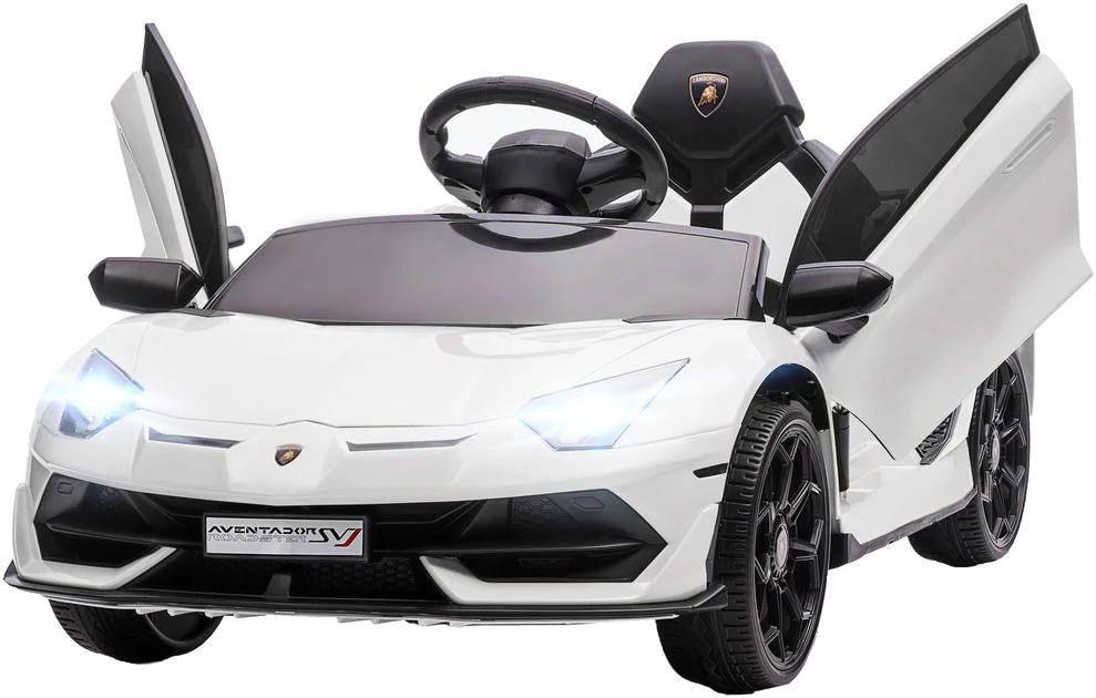 Homcom Vaikiškas elektrinis automobilis 12V Elektrinė transporto priemonė su 2.4G nuotolinio valdymo pulteliu, MP3 grotuvu, garso signalu, šviesomis, 3-5 metų, balta