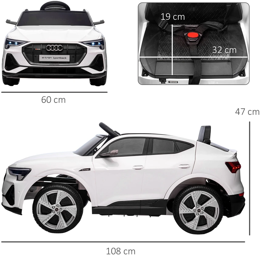 HOMCOM elektrinis automobilis vaikams su 3 greičio režimais, nuotolinio valdymo pultu, muzikos grotuvu (MP3/USB/TF), skirtas vaikams nuo 3 metų