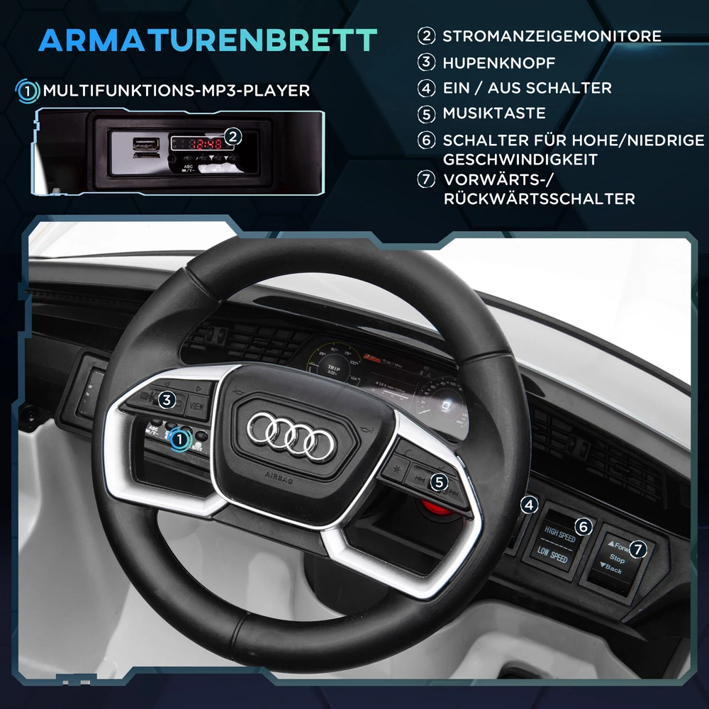 HOMCOM elektrinis automobilis vaikams su 3 greičio režimais, nuotolinio valdymo pultu, muzikos grotuvu (MP3/USB/TF), skirtas vaikams nuo 3 metų