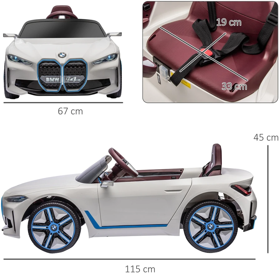 Homcom Vaikiškas elektrinis automobilis su nuotolinio valdymo pulteliu, žibintais, MP3 grotuvu, 3-5 km/val