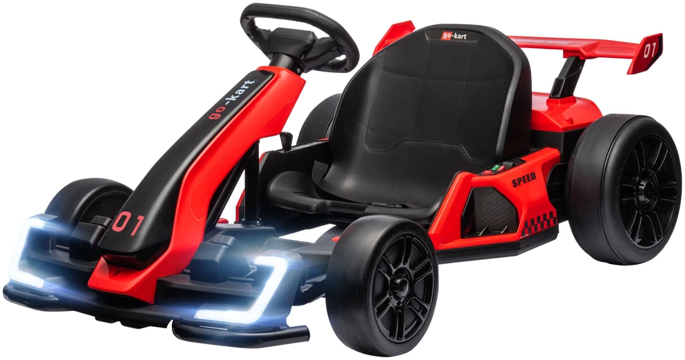 HOMCOM vaikų elektrinis kartingas 24 V 6-12km/h drift kartingas su drift režimu, lėtu startu, 3 padėčių reguliuojama sėdyne, kartingas su ekranu, muzika, saugos diržu, vaikiška transporto priemonė 6-12 metų vaikams, raudona