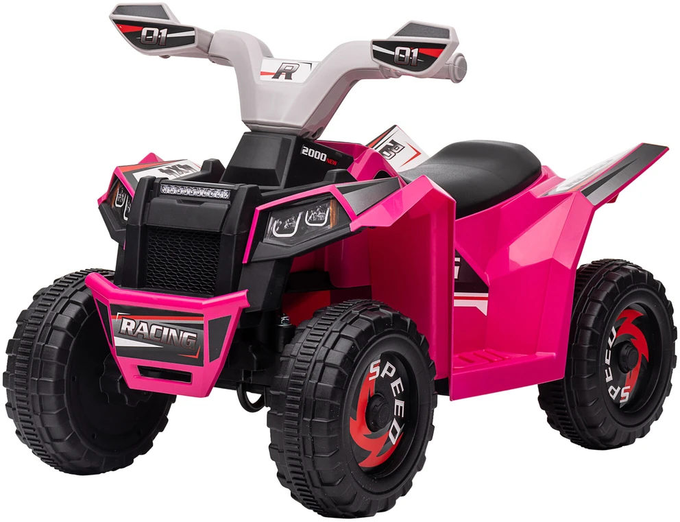 HOMCOM elektrinis keturratis vaikams, mini keturratis su pirmyn/atgal funkcija, 6 V elektrinis transporto priemonė vaikams 1,5–3 metų, 2,5 km/val., rožinis
