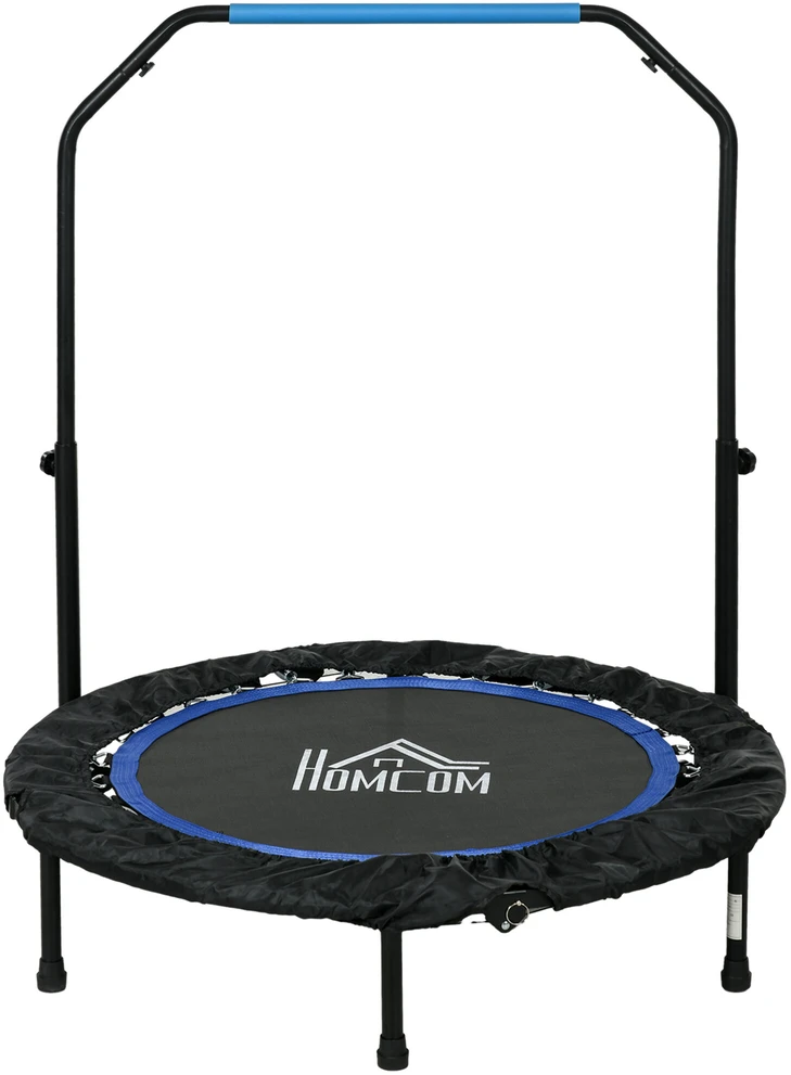 Homcom SPORTNOW 102 cm fitneso batutas, sulankstomas mini batutas su 4 lygių reguliuojama rankena, LCD monitoriumi, fitneso rebounder suaugusiems, vaikams, iki 100 kg