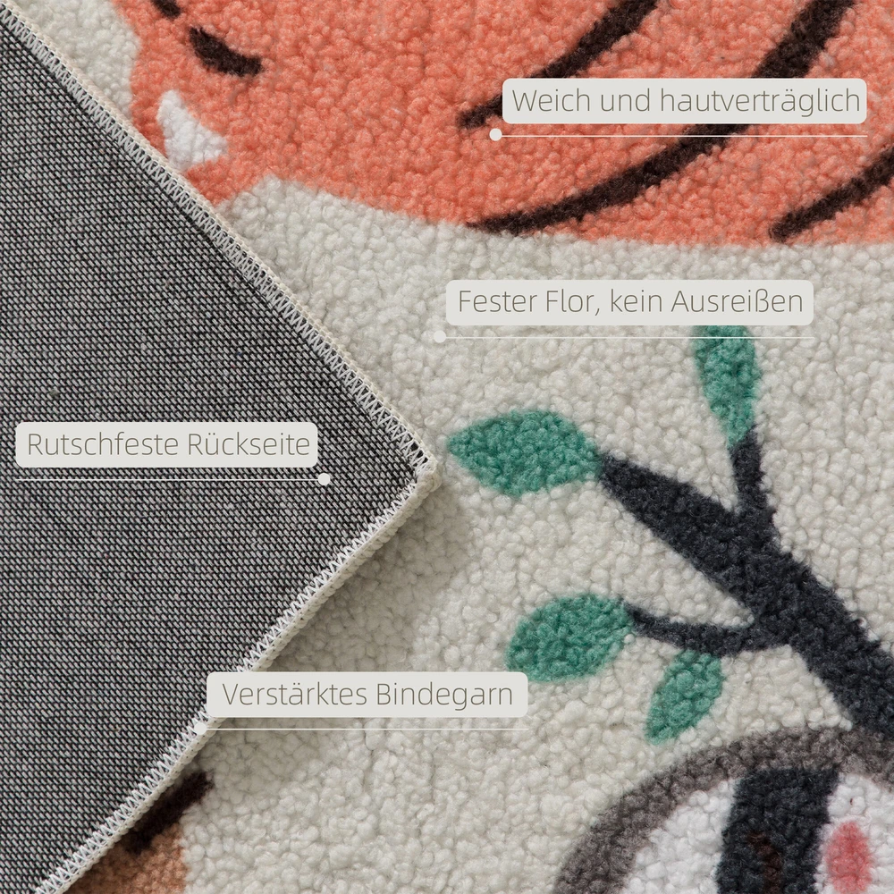 HOMCOM vilnonis kilimas su džiunglių raštu, lengvai prižiūrimas, kreminės baltos ir spalvotos spalvos