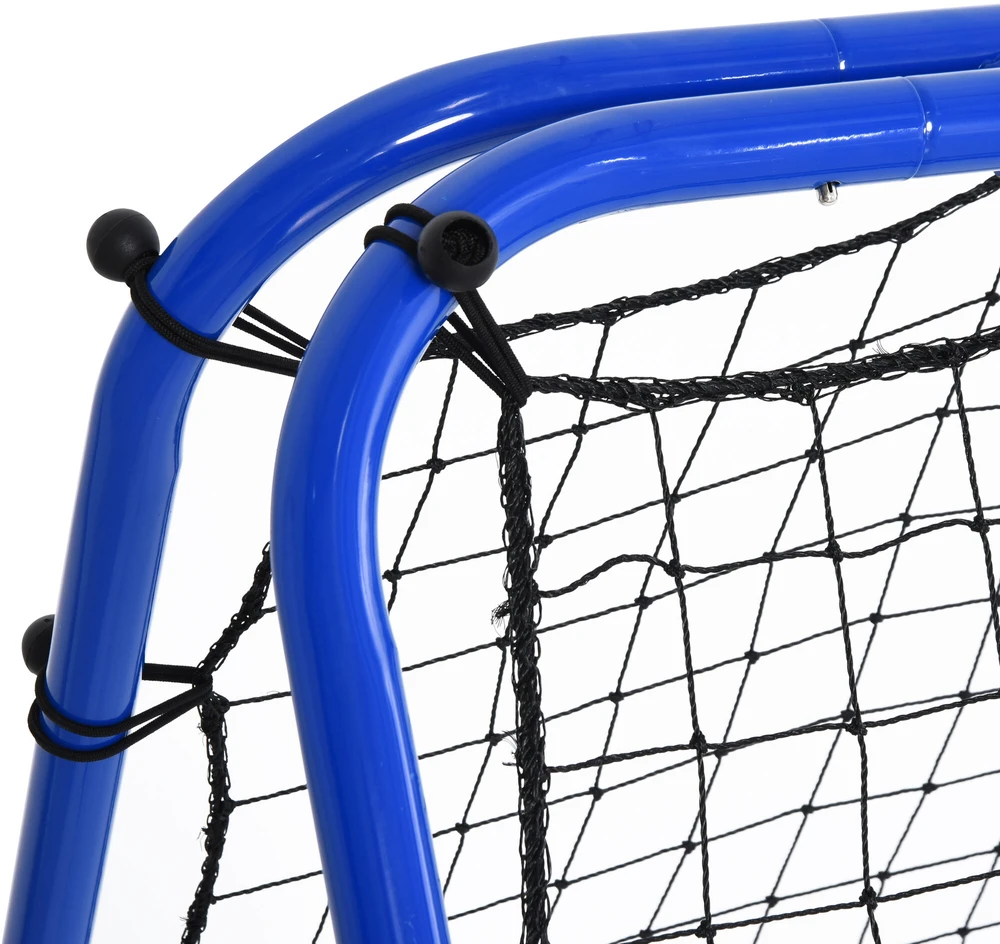 HOMCOM futbolo treniruočių atšokimo sienelė, tinklas su dvipusiu atšokimu, 5 reguliuojami lygiai, plienas, mėlyna, 100 x 95 x 90 cm