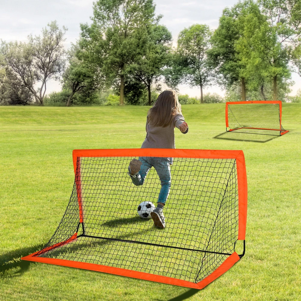 HOMCOM futbolo vartai, futbolo tinklas, 2 mini vartų rinkinys, sulankstomi, metalas, Oksfordo audinys, vaikams, lauko, oranžiniai, 183 x 90 x 90 cm