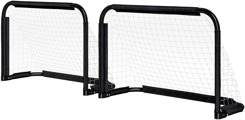 "HOMCOM" futbolo vartai 2 sulankstomų futbolo vartų rinkinys su metaliniu rėmu vaikams ir suaugusiesiems, sodo, 90 x 36 x 60 cm, juodi