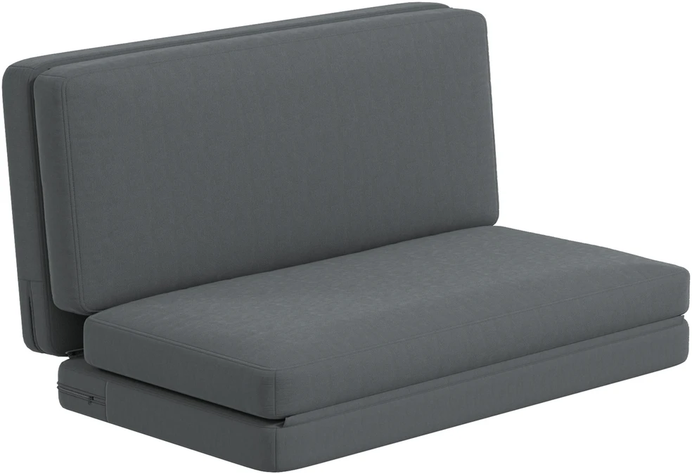 Fotelis HOMCOM 3-in-1 sulankstoma grindų sofa su aksomo efektu, paminkštinta sofa-lova, išlaikanti iki 240 kg, miegamajam, svetainei, tamsiai pilka