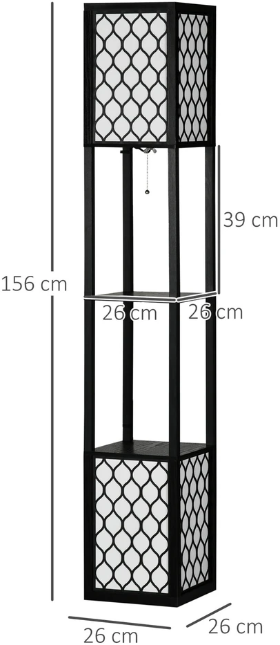 HOMCOM pastatomas šviestuvas su lentyna ir dviguba šviesa, 40W, E27, traukiamas jungiklis, svetainei, miegamajam