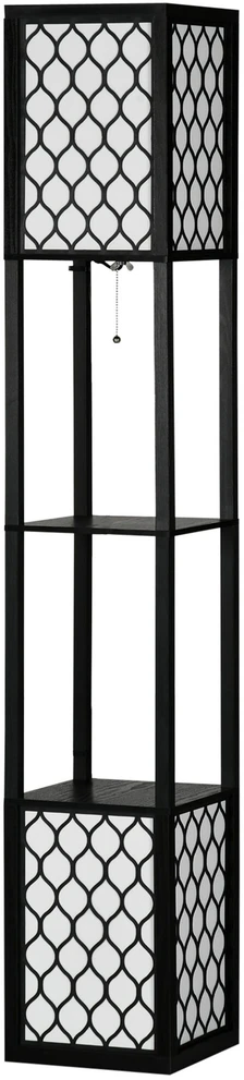 HOMCOM pastatomas šviestuvas su lentyna ir dviguba šviesa, 40W, E27, traukiamas jungiklis, svetainei, miegamajam