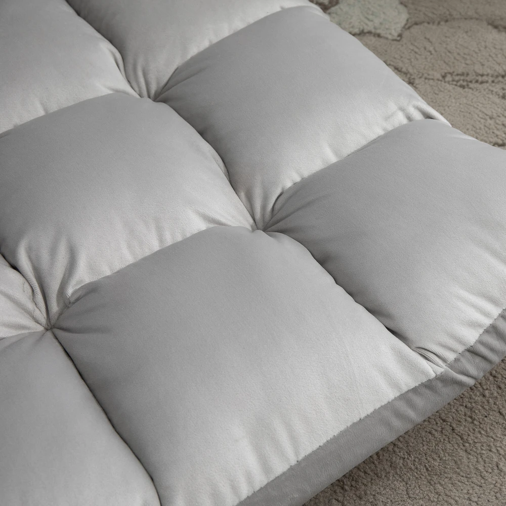 Fotelis HOMCOM grindų kėdė "3-in-1", sulankstoma, reguliuojamas atlošas, 13 padėčių, sulankstomas gulmaišis, pilkas metalinis putplastis, 55x71x53,5 cm