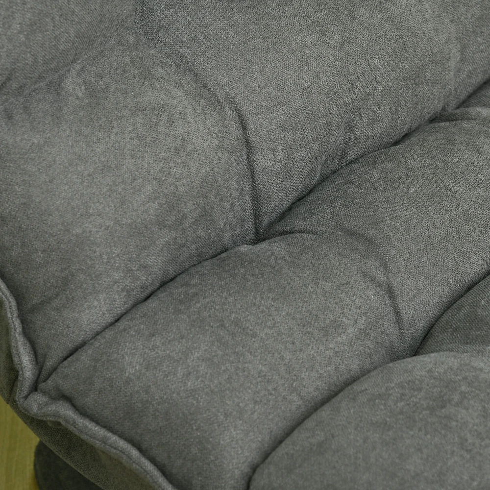 HOMCOM grindų kėdė, grindų sofa su reguliuojamu atlošu, besisukantis poilsio krėslas, sėdmaišis svetainei, biurui, mikropluoštas, pilka