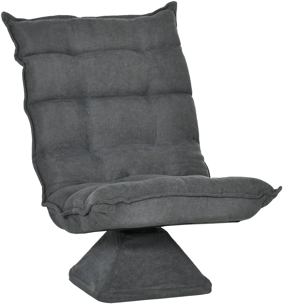 HOMCOM grindų kėdė, grindų sofa su reguliuojamu atlošu, besisukantis poilsio krėslas, sėdmaišis svetainei, biurui, mikropluoštas, pilka