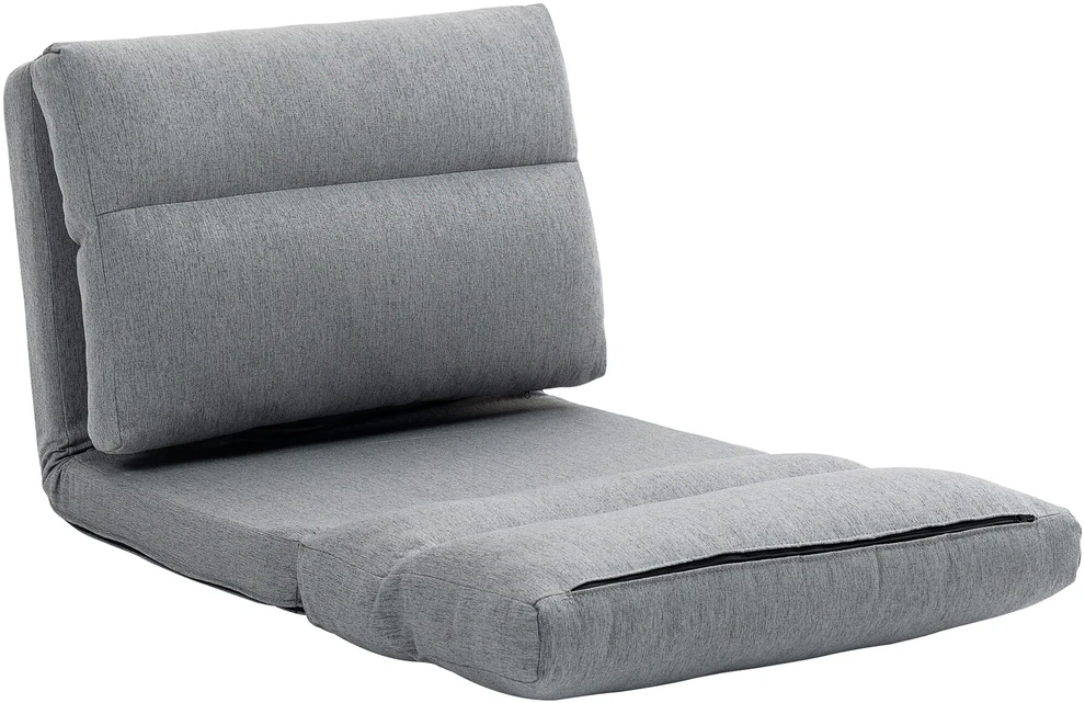 HOMCOM grindinis krėslas su 6 padėčių reguliuojamu atlošu, sulankstomas meditacijos krėslas, lininio audinio išvaizda, paminkštinta grindų sofa svetainei, miegamajam, pilkas
