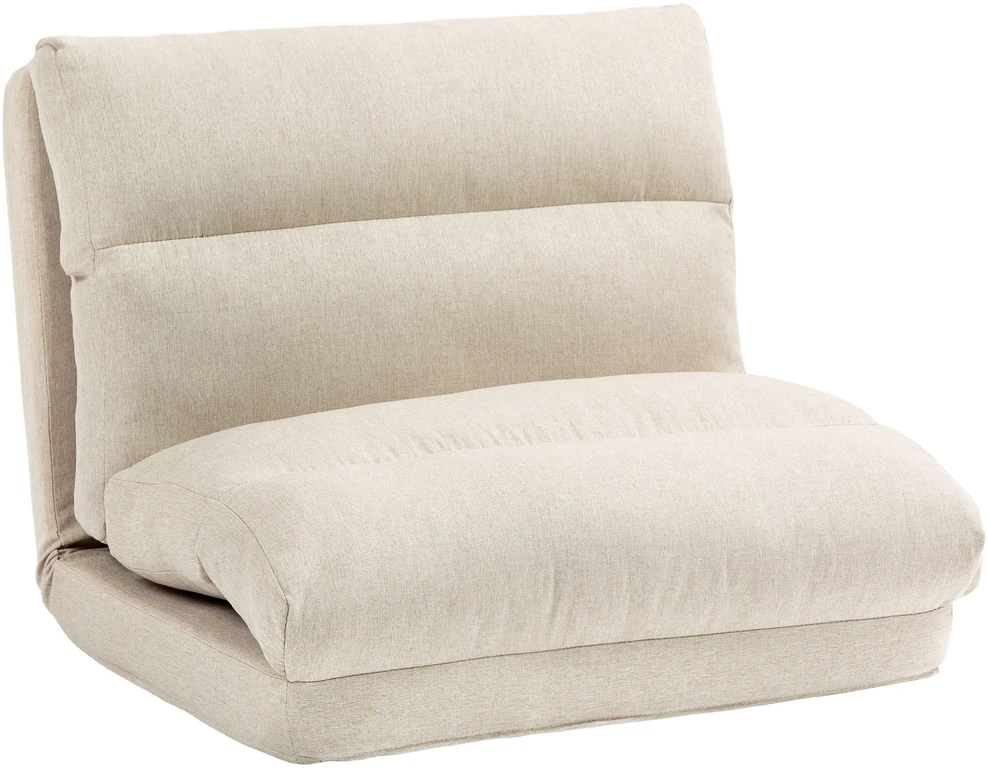 HOMCOM grindinis krėslas su 6 padėčių reguliuojamu atlošu, sulankstoma meditacijos kėdė su lino efektu, paminkštinta grindų sofa svetainei, miegamajam, smėlio spalvos