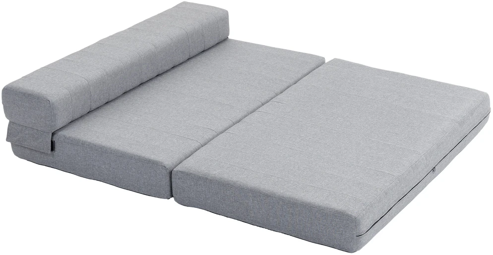 HOMCOM 2-in-1 sulankstoma grindų sofa-lova, lino išvaizdos, skirta 2 asmenims, paminkštinta, atlaikanti iki 250 kg, svetainei ir miegamajam, pilka