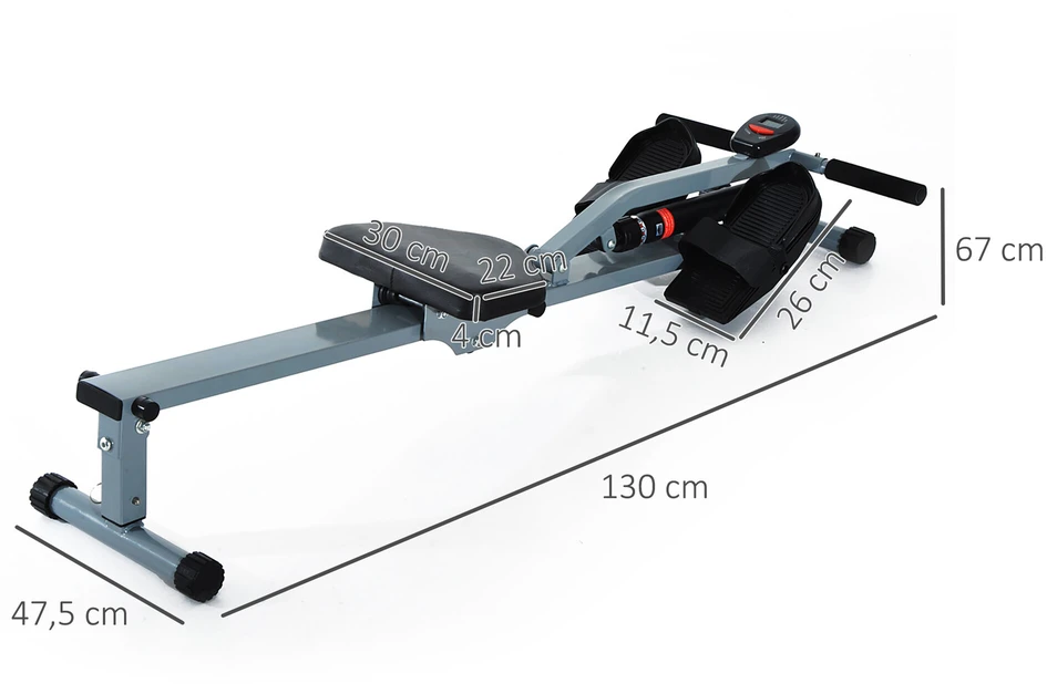 HOMCOM irklavimo treniruoklis su LCD ekranu, plienas+PVC, pilkas, 130x47,5x67cm