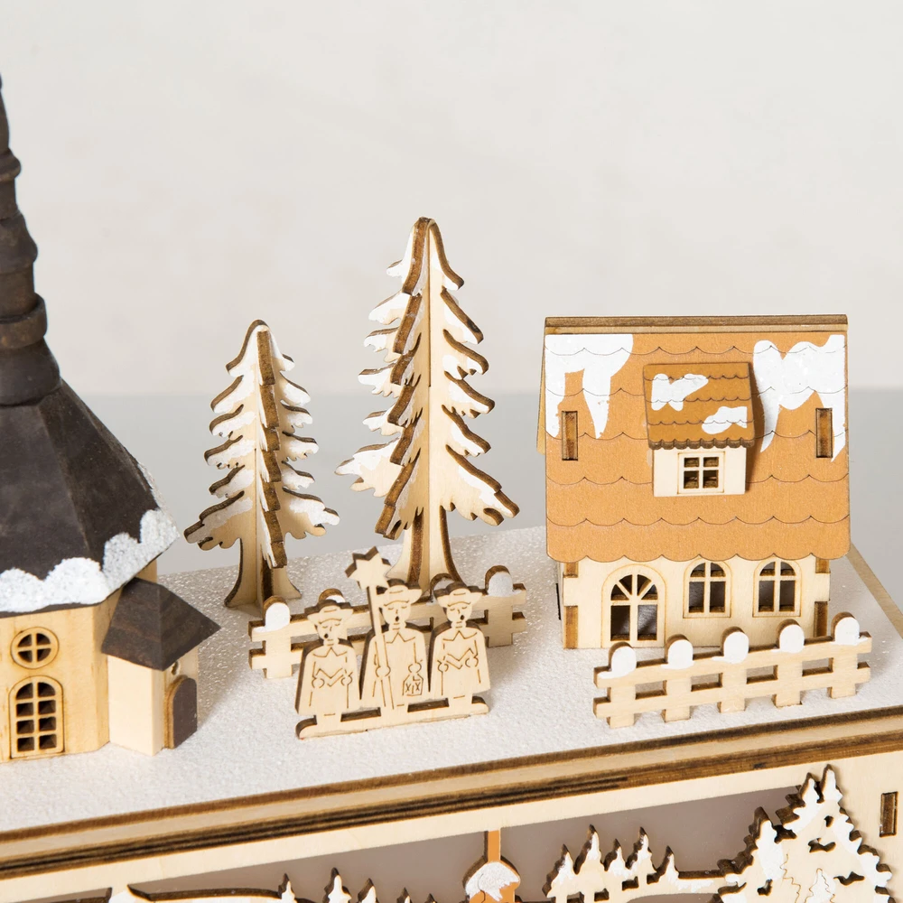 Homcom Kalėdinė dekoracija Snieguotas kalėdinis kaimas su 10 šviesos diodų 45 x 10 x 25 cm
