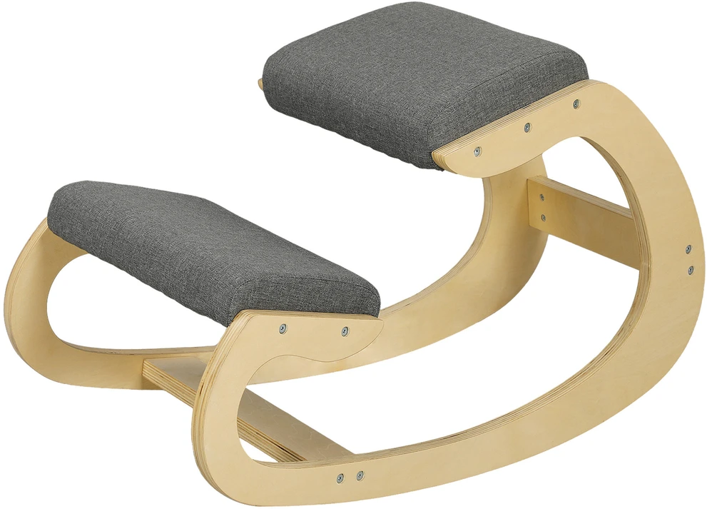 HOMCOM ergonominė kėdė klūpėjimui, supamoji kėdė keliams, rašomojo stalo kėdė namų biurui, laikysenos gerinimui, pilka