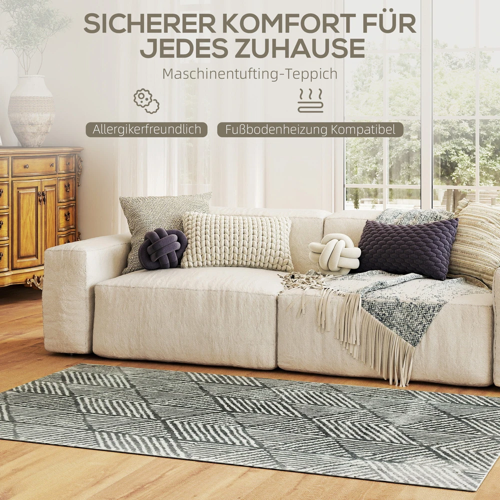 HOMCOM kilimas, svetainės kilimas, modernaus stiliaus, skalbiamas, 150 x 80 cm, tamsiai pilkas