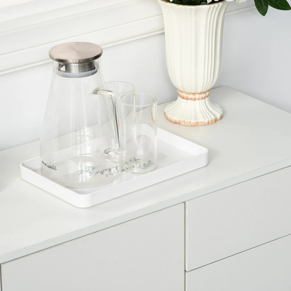 HOMCOM šoninė spintelė, balta, komoda su 2 stalčiais ir 3 durelėmis, universalus sandėliavimo spintelė, dokumentų spintelė, 117x36x74 cm