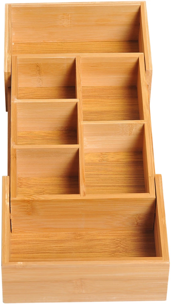 HOMCOM laikymo dėžutė, tvarkyklė su stalčiais, ištraukiamas organizatorius, bambukas, natūrali spalva, 24,6 x 17,6 x 7 cm