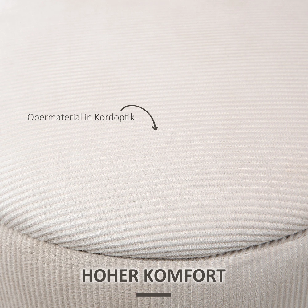 HOMCOM 2 vnt. sėdimųjų pufų komplektas su daiktadėže, osmanas, pėdų kėdutė, laikymo dėžė, nuimamas dangtis, velvetinis apmušalas, kreminės baltos spalvos, 40 x 40 x 41 cm