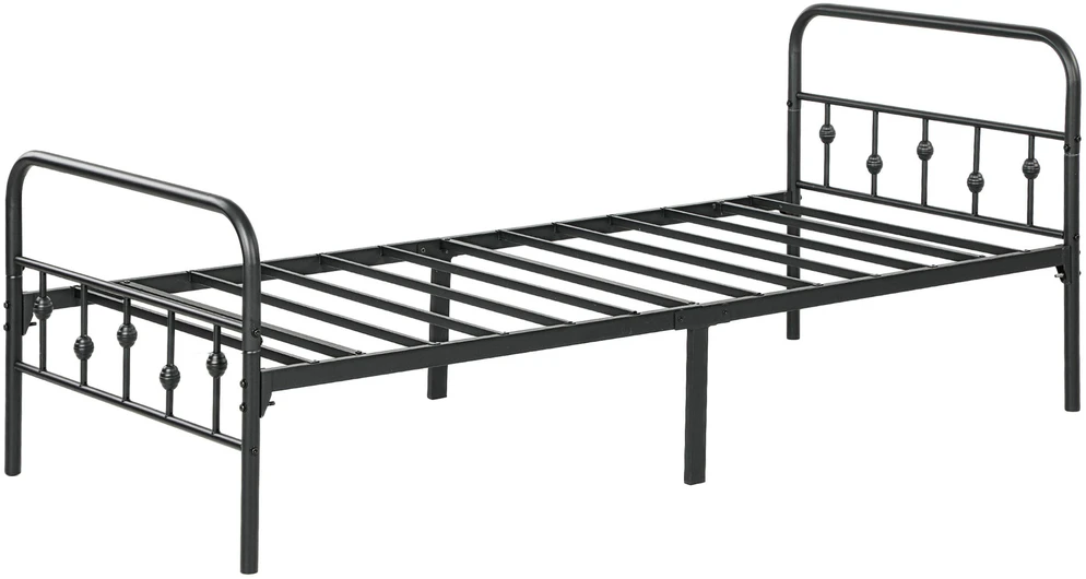 HOMCOM Lovos rėmas čiužiniui 200 x 90 cm, sulankstomas lovos rėmas, 82,5 cm aukščio metalinė lova, metalinis lovos rėmas, pagamintas iš metalo, skirtas miegamajam, svečių kambariui, juodas