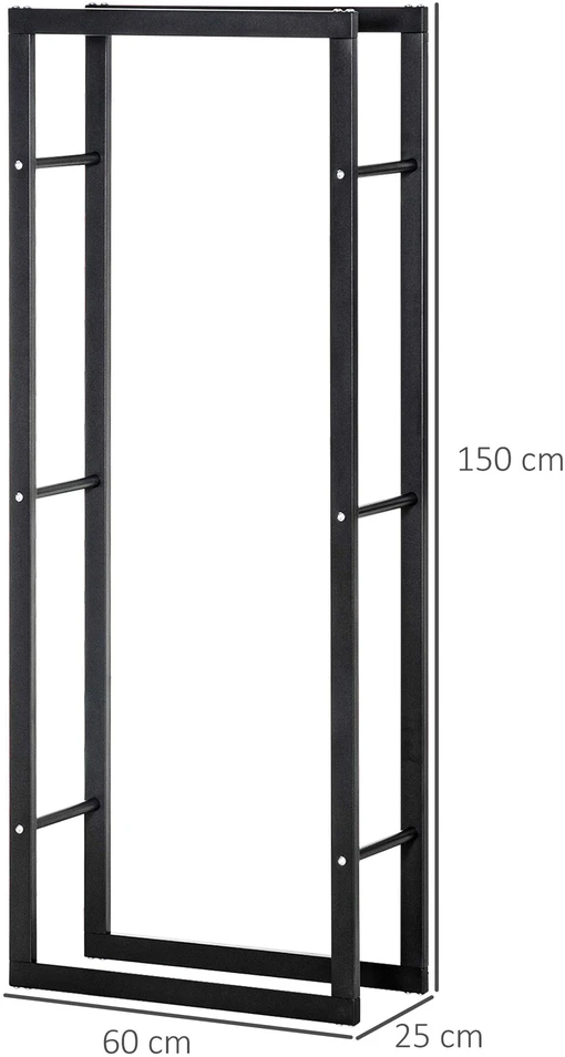 HOMCOM Medinė lentyna Vertikali medinė lentyna 100 kg talpos Metalinė 60 × 25 × 150 cm