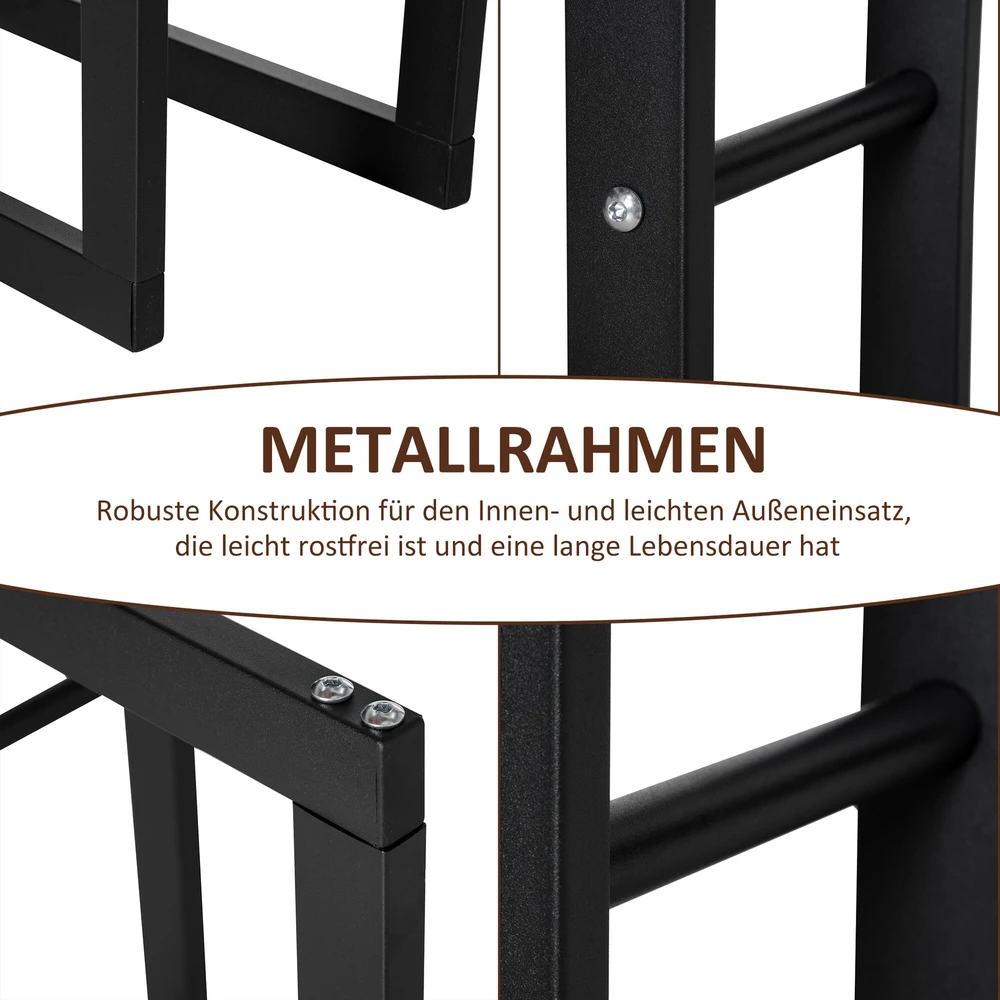 HOMCOM Medinė lentyna Vertikali medinė lentyna 100 kg talpos Metalinė 60 × 25 × 150 cm