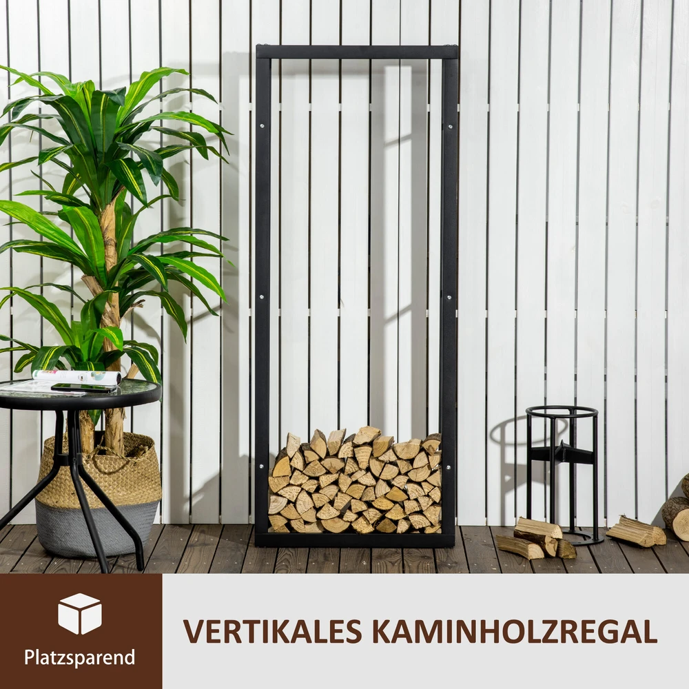 HOMCOM Medinė lentyna Vertikali medinė lentyna 100 kg talpos Metalinė 60 × 25 × 150 cm