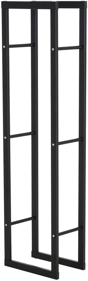 HOMCOM Malkų stelažas Židinio malkų stelažas Židinio malkų stovas Židinio malkų laikiklis 100 kg Plienas Juodas L40 x W25 x H150 cm