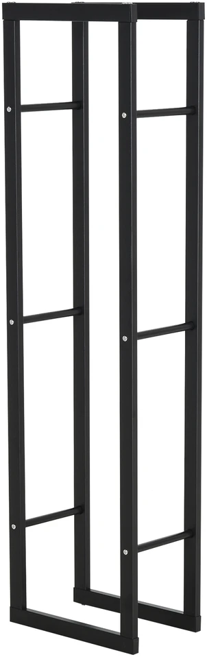 HOMCOM Malkų stelažas Židinio malkų stelažas Židinio malkų stovas Židinio malkų laikiklis 100 kg Plienas Juodas L40 x W25 x H150 cm