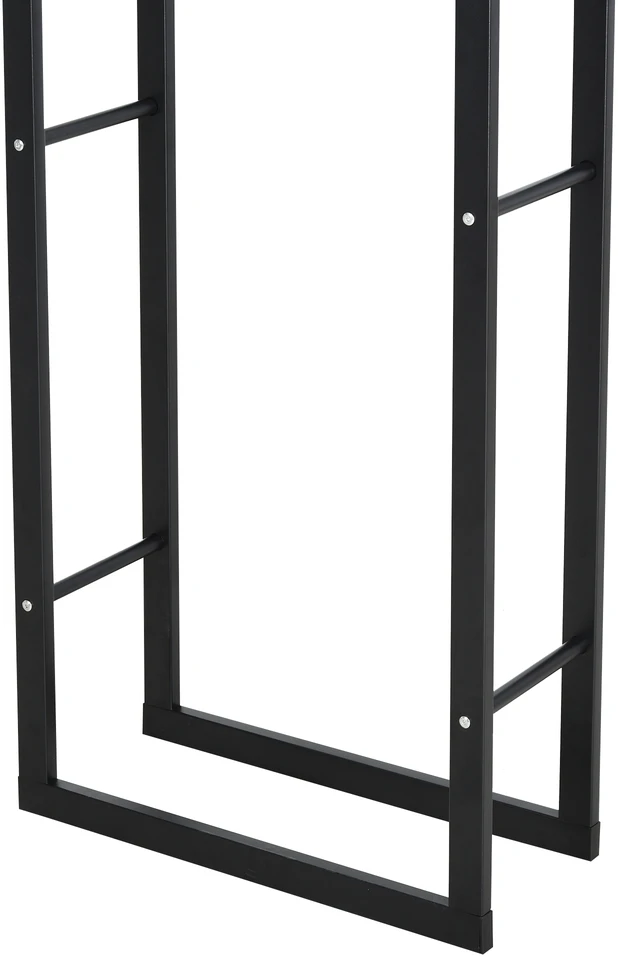 HOMCOM Malkų stelažas Židinio malkų stelažas Židinio malkų stovas Židinio malkų laikiklis 100 kg Plienas Juodas L40 x W25 x H150 cm
