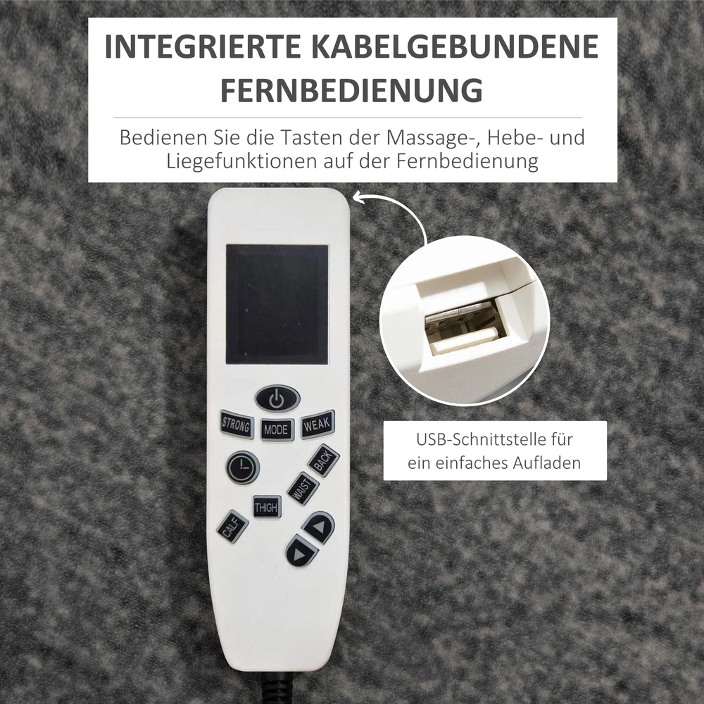 Homcom Fotelis reglaineris su atsistojimo funkcija, TV fotelis su USB jungtimi iki 150 kg