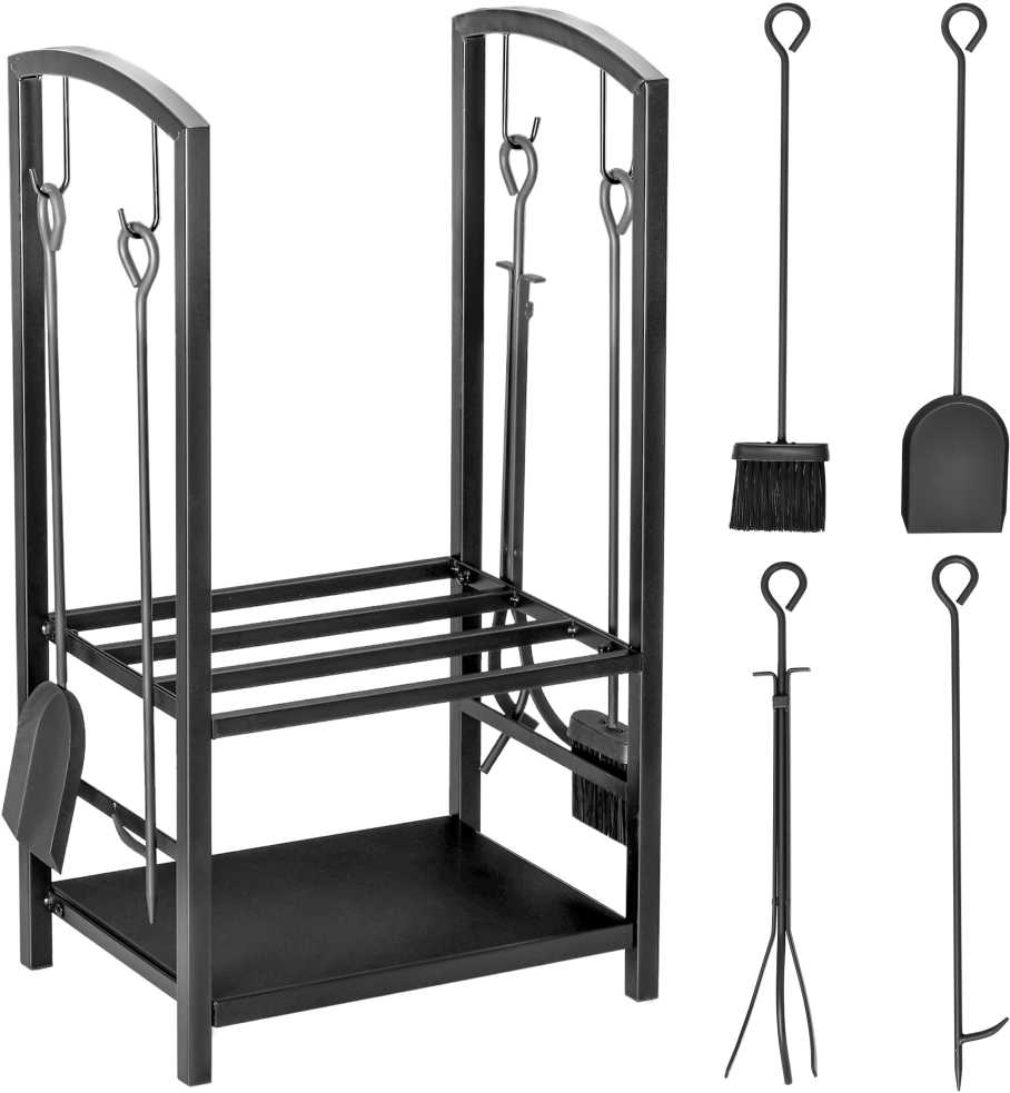 Homcom Metalinis židinio malkų stovas - juodas 40x30x74,5 cm