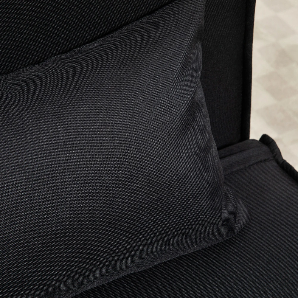 HOMCOM miegamasis fotelis, 2 viename išskleidžiama sofa su lovos funkcija, dekoratyvinė pagalvėlė, sulankstomas fotelis su reguliuojamu atlošu, lino išvaizda, poilsio fotelis iki 350 kg svetainei, juodas | Aosom