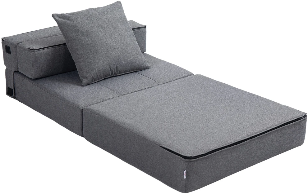HOMCOM sulankstomas fotelis-lova, 2-in-1 išskleidžiamas fotelis su miegamąja funkcija, poilsio fotelis su pagalve, svečių lova, keliamoji galia iki 100 kg, tamsiai pilkas
