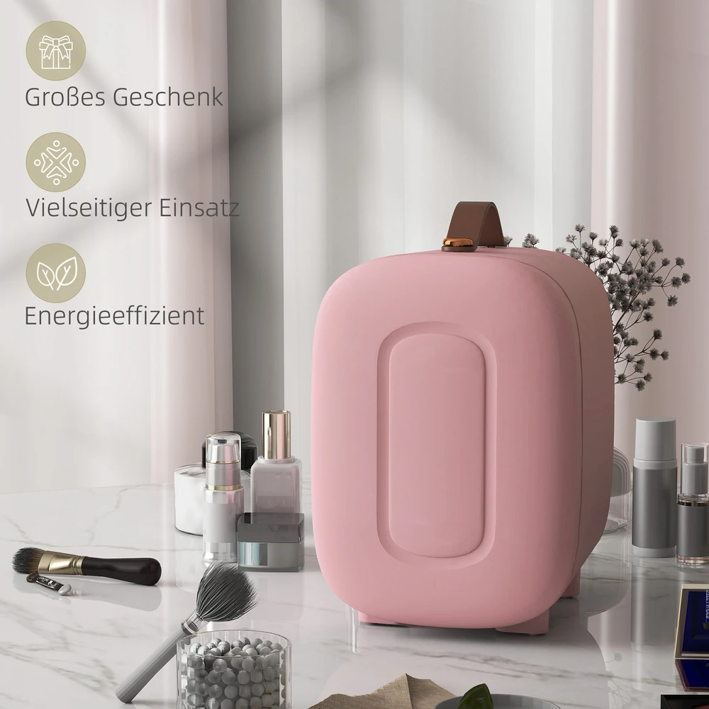 HOMCOM Mini šaldytuvas grožio šaldytuvas, 4 L talpa, 20,3 x 26,3 x 28 cm, rožinis