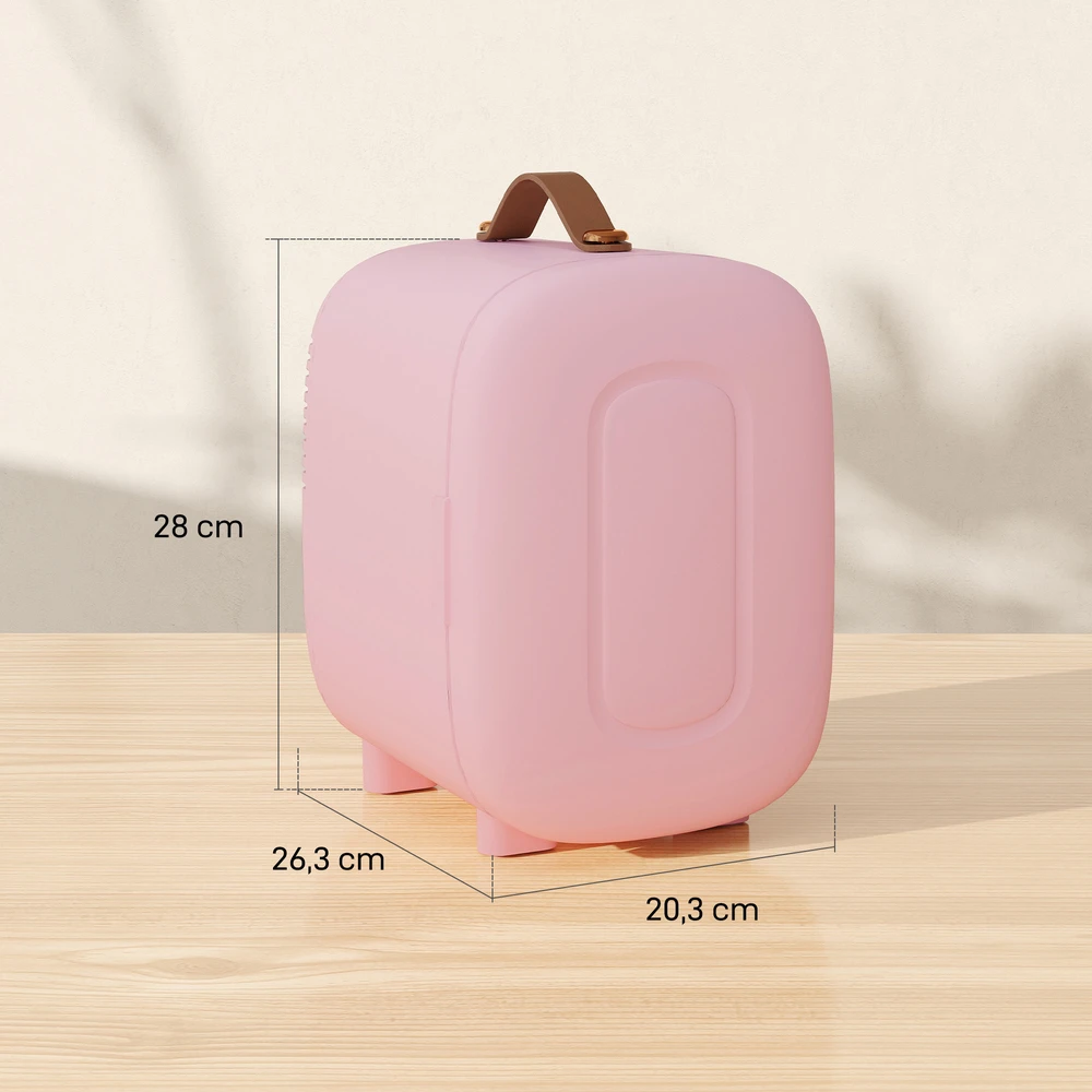 HOMCOM Mini šaldytuvas grožio šaldytuvas, 4 L talpa, 20,3 x 26,3 x 28 cm, rožinis