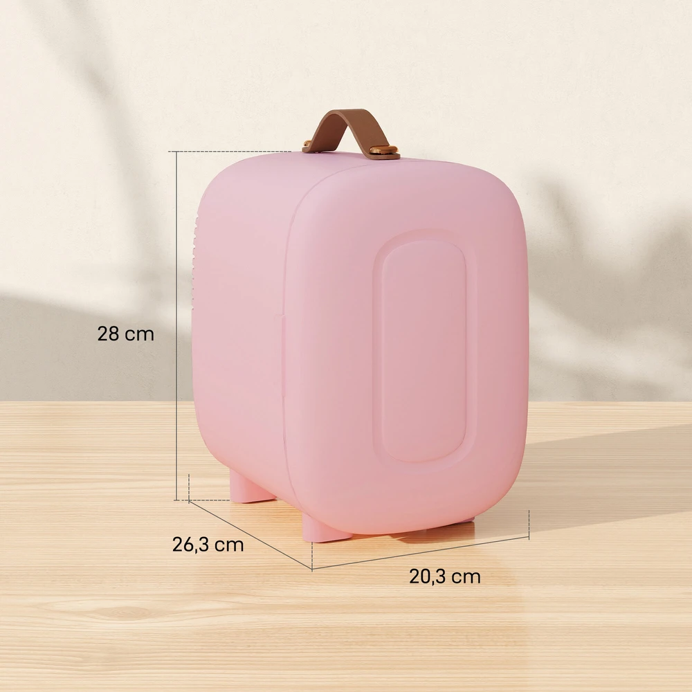 HOMCOM Mini šaldytuvas grožio šaldytuvas, 4 L talpa, 20,3 x 26,3 x 28 cm, rožinis