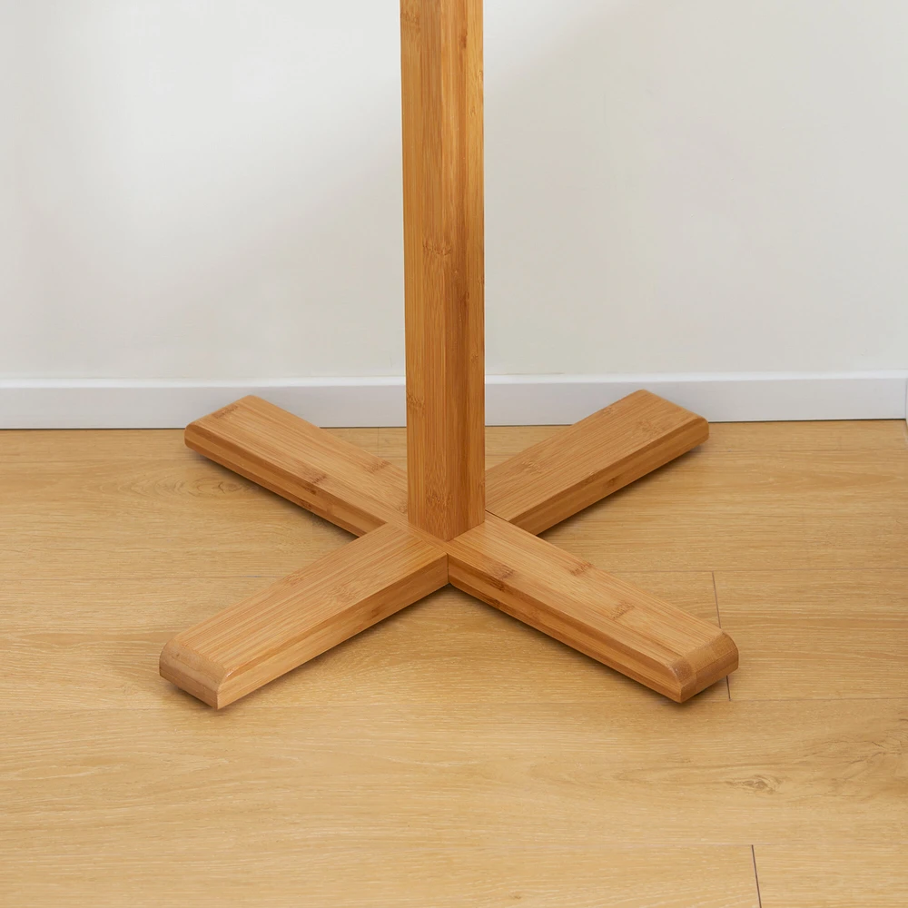 HOMCOM Paltų kabykla iš bambuko su 8 kabliukais, prieškambario, miegamojo, natūrali, 49.5x49.5x178cm