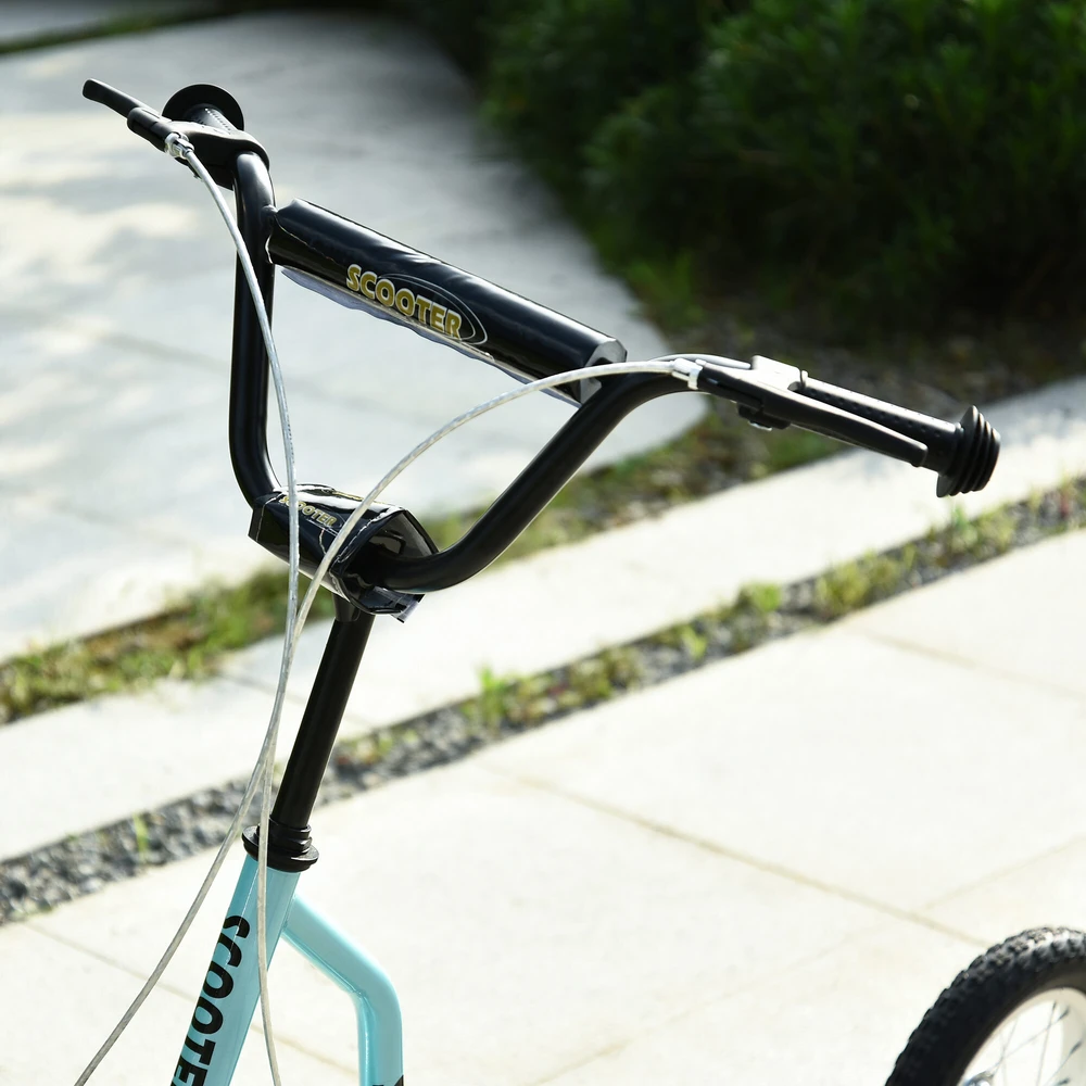 HOMCOM paspirtukas vaikams nuo 5 metų, kickboard su 16/12 colių pripučiamais ratais, mėlynas, 135 x 58 x 88-94 cm