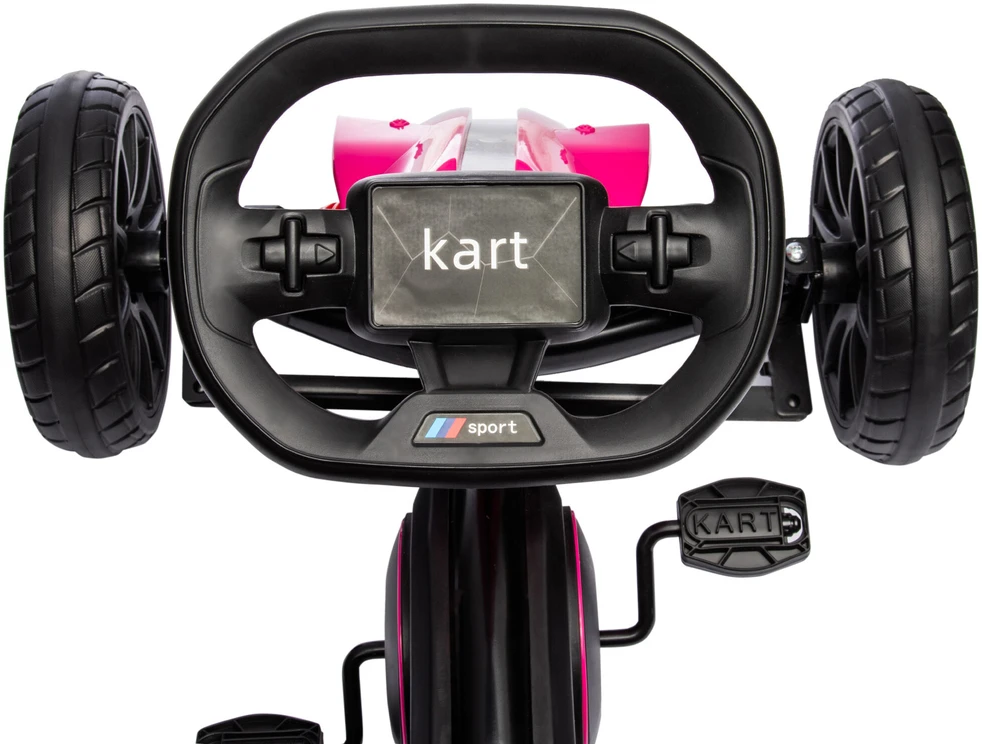 HOMCOM Gokart pedalinis automobilis su rankiniu stabdžiu, reguliuojama sėdyne, priekine ir atbuline pavara, vaikiška transporto priemonė, pedalinis automobilis vaikams nuo 3–8 metų, rožinis