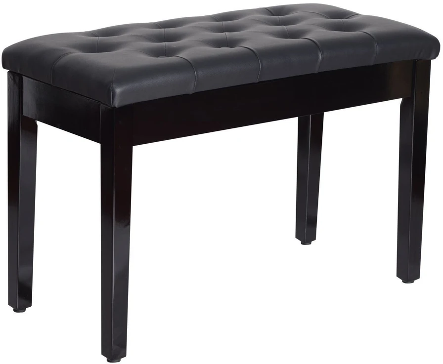 HOMCOM pianino suoliukas fortepijono suoliukas tradicinio kaimo stiliaus kosmetinis suoliukas su daiktadėže medinis odos imitacijos juodas 76 x 36 x 50 cm