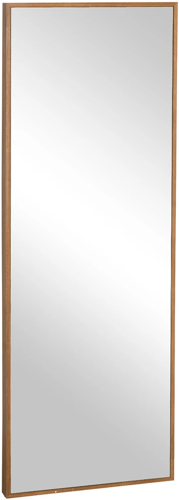 HOMCOM viso ūgio veidrodis, sieninis veidrodis 125x45 cm su mediniu rėmu, natūralus, skirtas drabužinei ar koridoriui