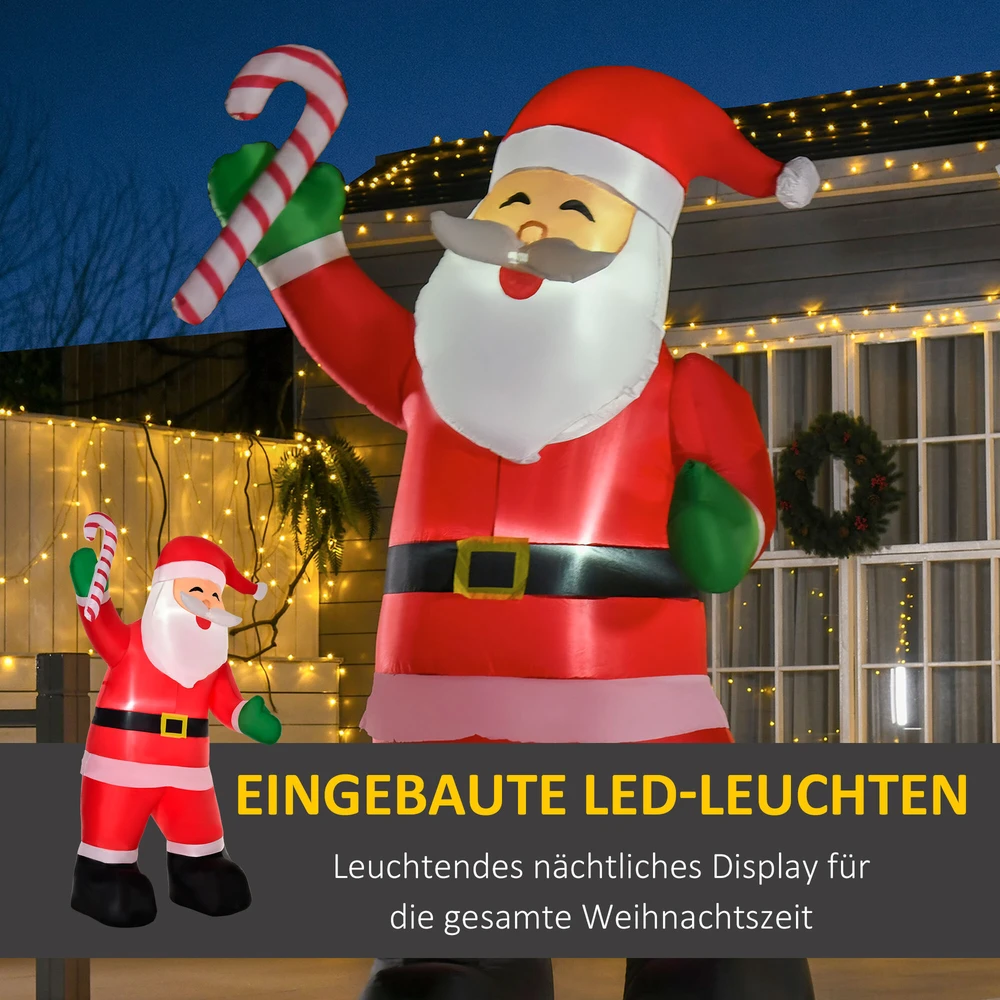 Homcom Pripučiamas Kalėdų senelis 250 cm LED su pūstuvu - Kalėdų dekoracijos 140 x 85 x 250 cm