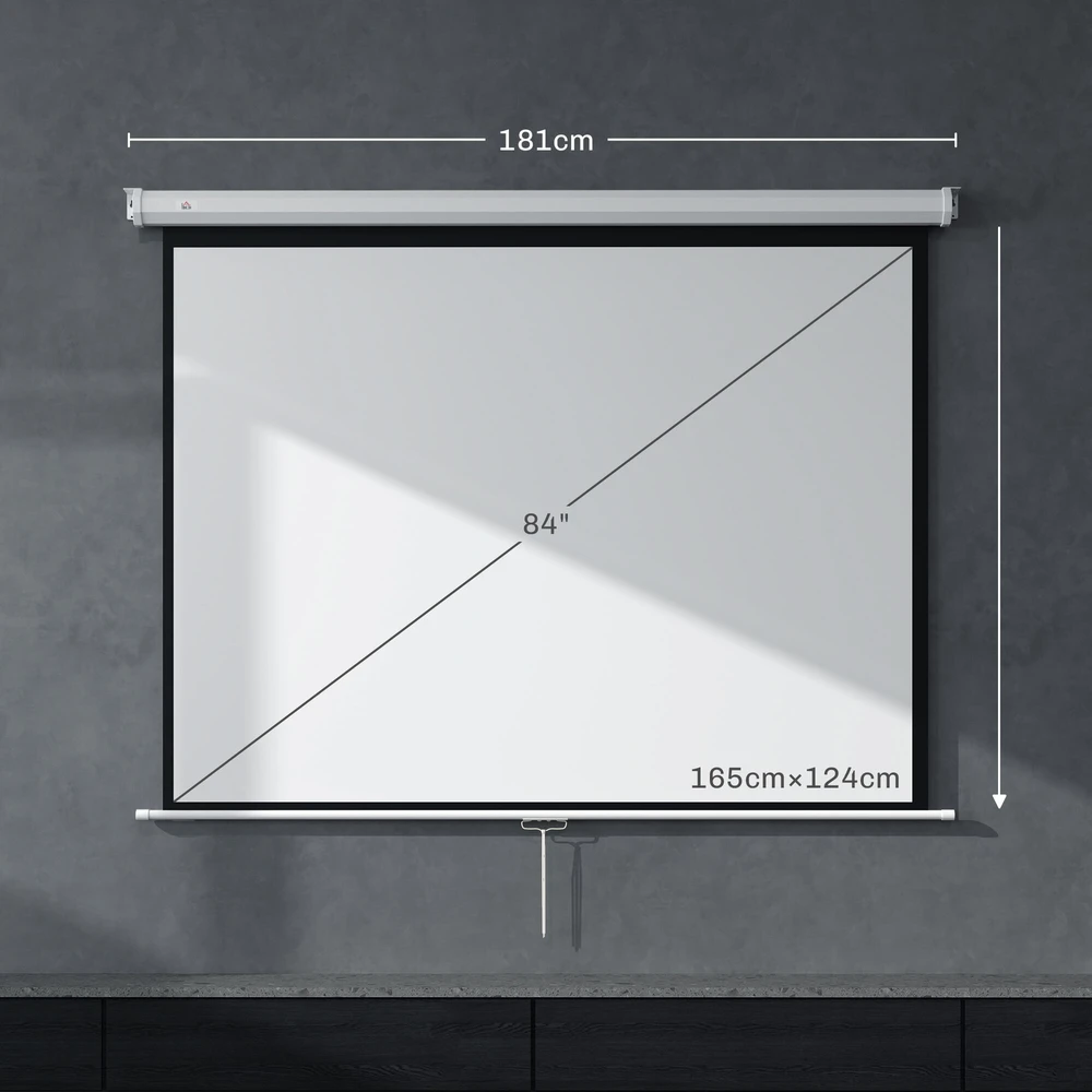Projektorius HOMCOM projektoriaus ekranas 171 x 128 cm, 84 colių, 4:3 HD 4K, plastikinis, metalinis, namų kinui