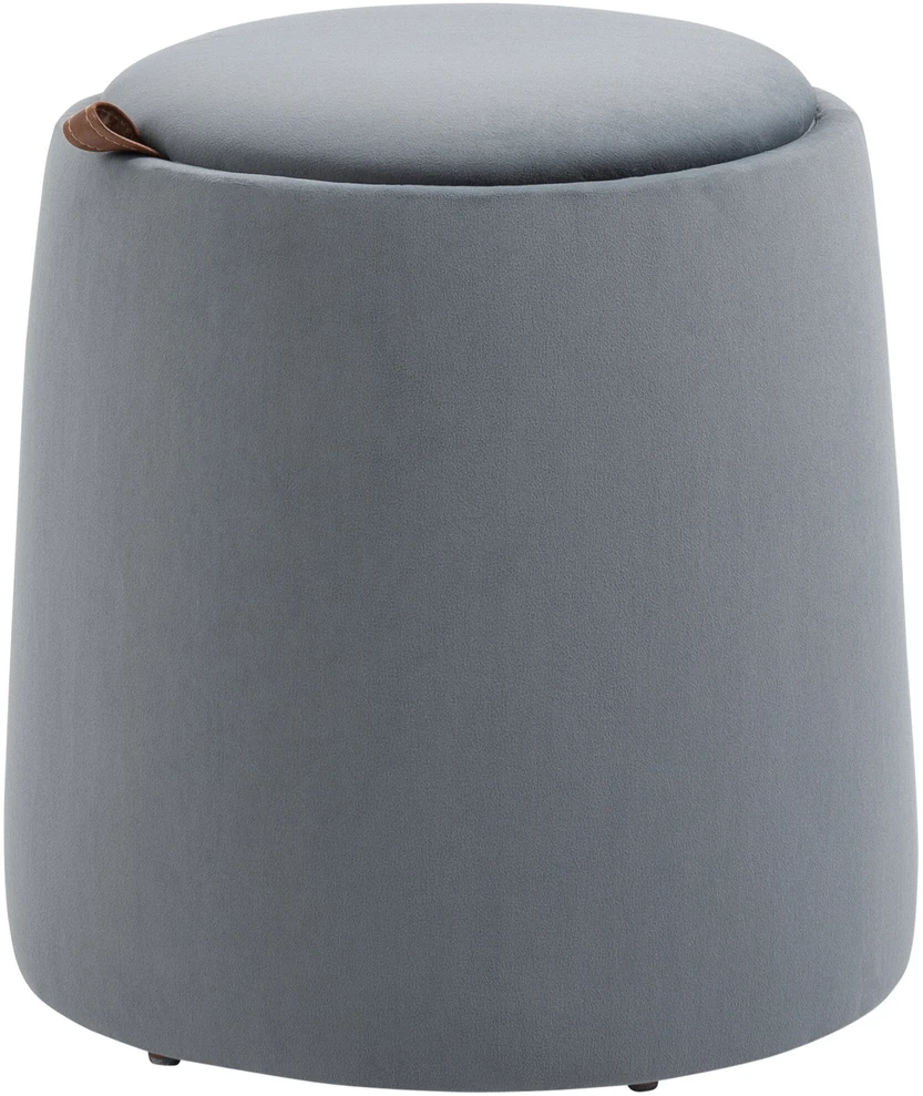 HOMCOM 2-in-1 pufas, apvalus aksominės išvaizdos sėdimas pufas su daiktadėže, pilkas, nuimamas dangtis, Ø44 cm x 47,5 cm, kaip pagalbinis staliukas