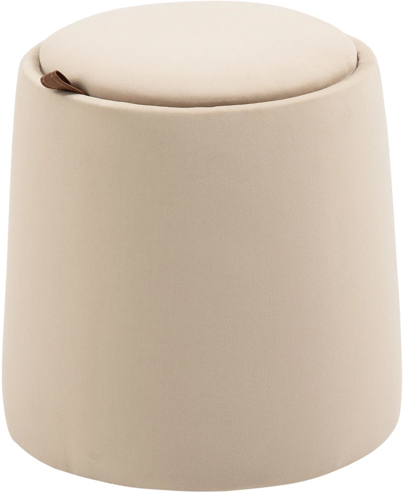 HOMCOM otomė, apvalus pufas su saugykla, aksominė išvaizda, smėlio spalvos (beige), nuimamas dangtis, Ø44cmx47,5cm, naudojamas kaip staliukas